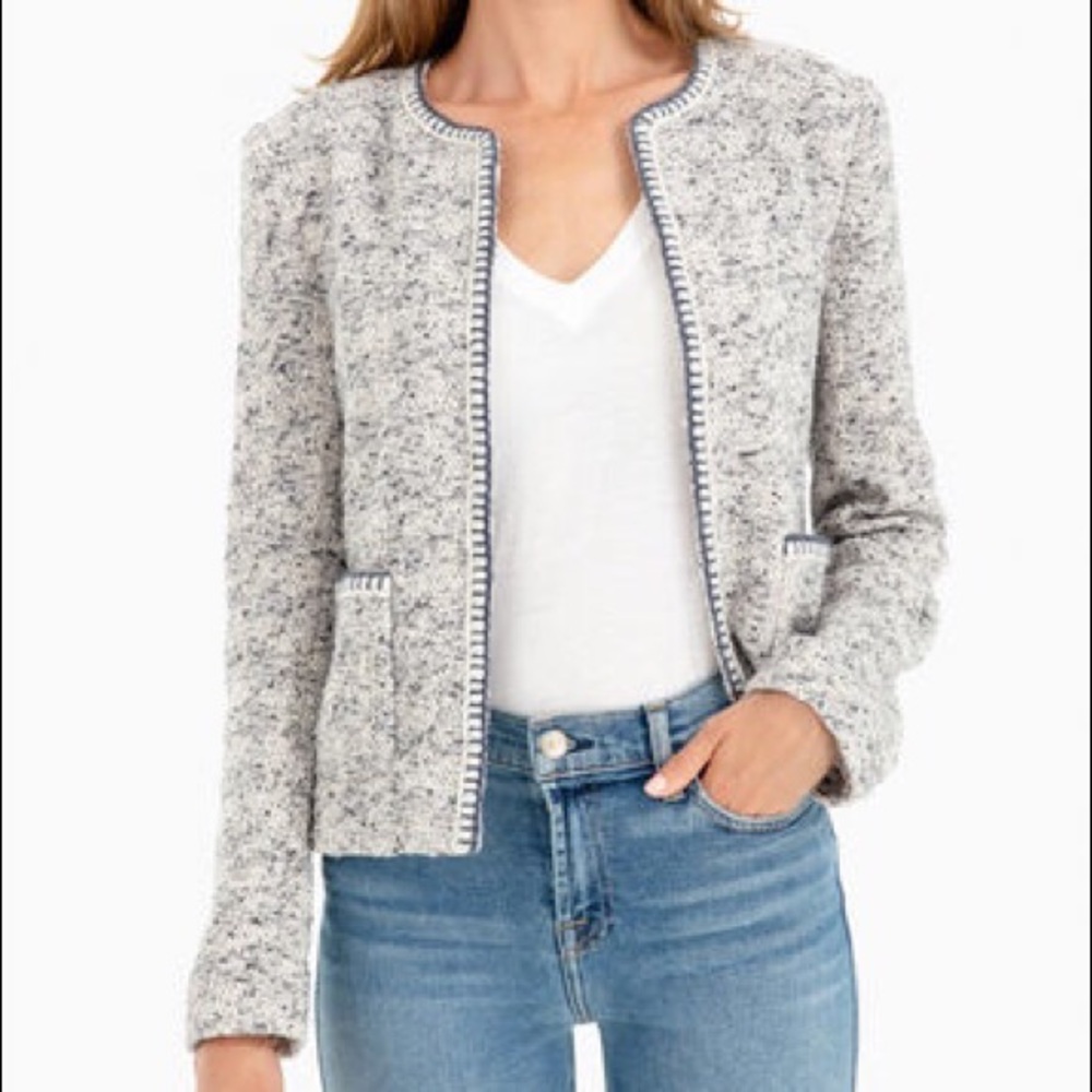 Rebecca Taylor Long sleeve speckled tweed jacket